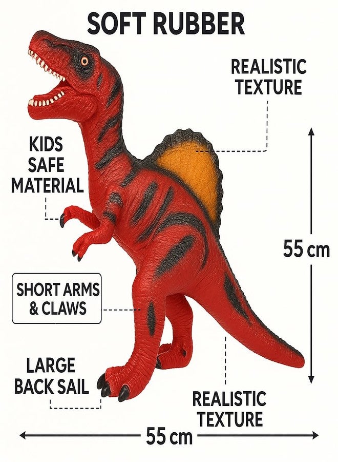 DTR Creation Spinosaurus Dinosaur Toy ? 55 cm Large Red & Black Dino Figure, Soft Rubber Realistic Prehistoric Animal Model for Kids - Image 4